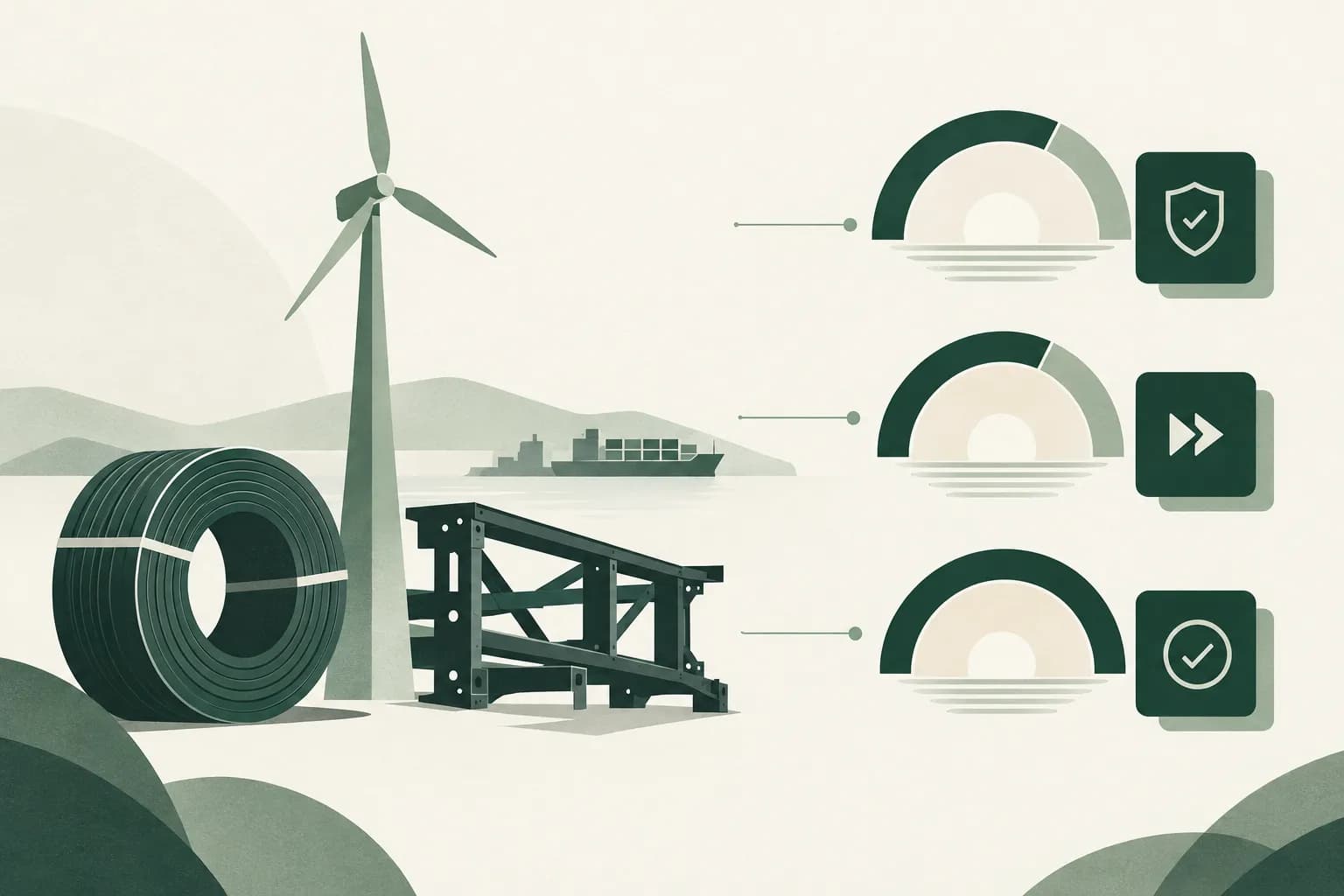 Cover illustration: ITC sunsets: twist ties, wind towers, chassis